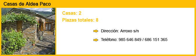 Información Casas de Aldea Paco